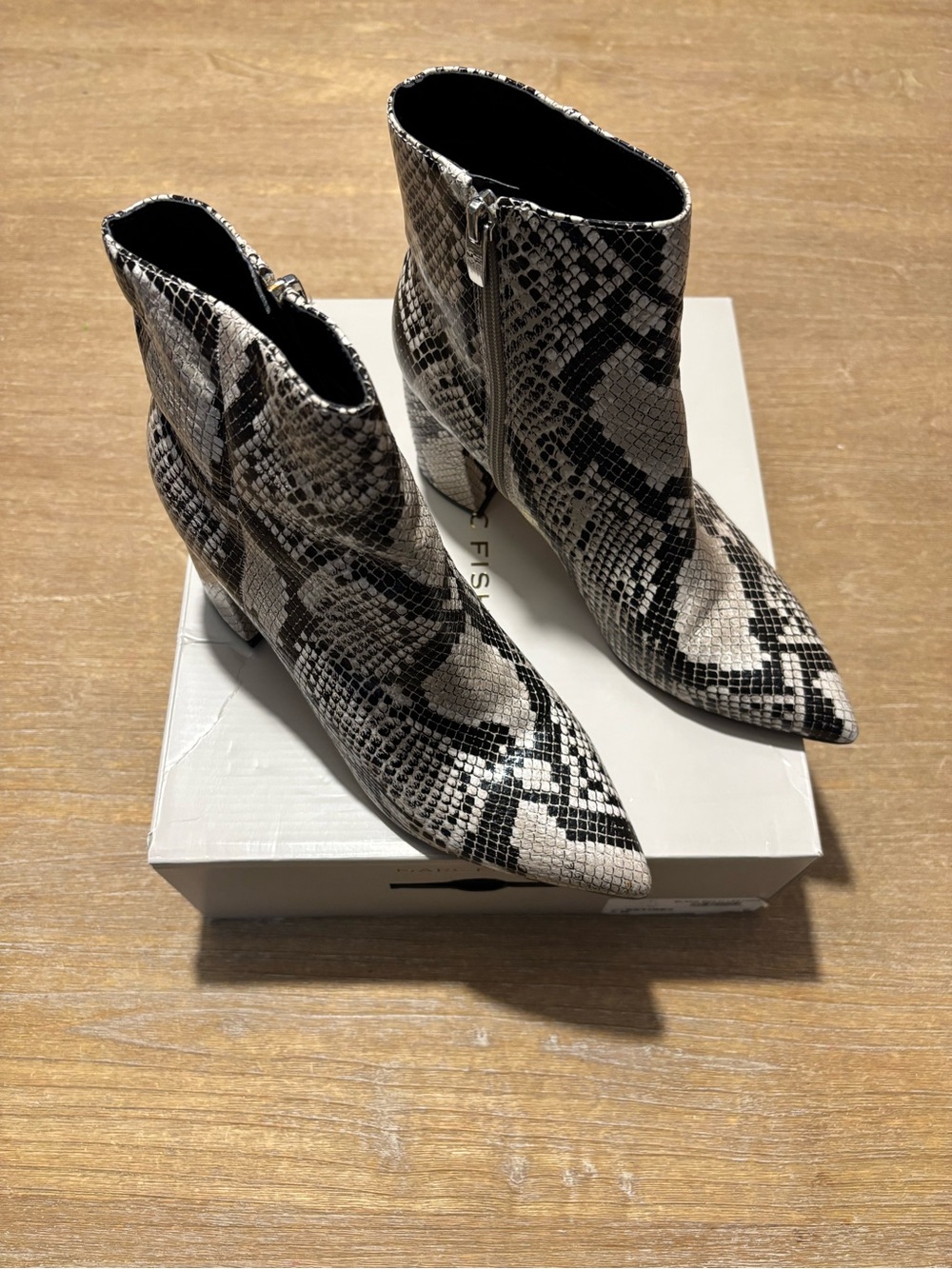 Marc Fisher Snake-Print Ankle Boots - Picture 2 of 7